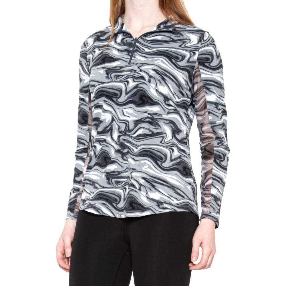 New IBKUL Emma Activewear Top shirt Long sleeves UPF 50+ Devin Black Size Small